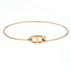Hermes Chain D'Ancre Ronde 18k Yellow Gold Hook Bracelet SH For Women