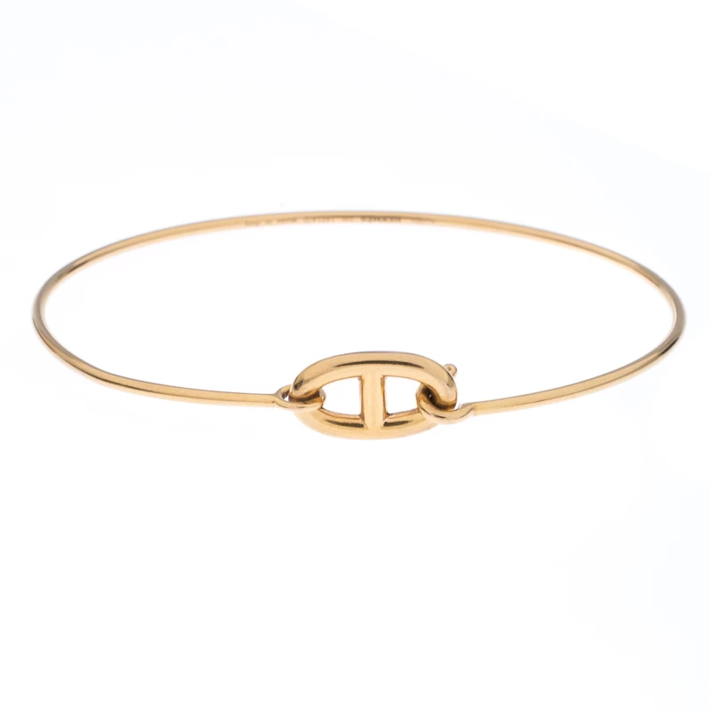 Hermes Chain D'Ancre Ronde 18k Yellow Gold Hook Bracelet SH For Women 3 Hermes Chain D'Ancre Ronde 18k Yellow Gold Hook Bracelet SH For Women