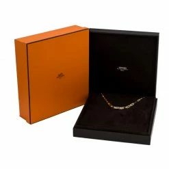 Hermes Kelly Chaine Diamond 18K Yellow Gold Chain Link Choker Necklace For Women -Deals Hermes Store luxury women hermes used fine jewelry p253424 002