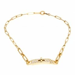 Hermes Kelly Chaine Diamond 18K Yellow Gold Chain Link Choker Necklace For Women -Deals Hermes Store luxury women hermes used fine jewelry p253424 004