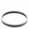 Hermes Dark Grey Silver Cloisonne Logo Bangle For Women -Deals Hermes Store luxury women hermes used fine jewelry p264336 004