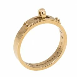 Hermes Kelly 18K Rose Gold Narrow Ring Size 53 For Women