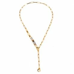 Hermes Kelly Chaine Diamond 18K Rose Gold Lariat Necklace For Women