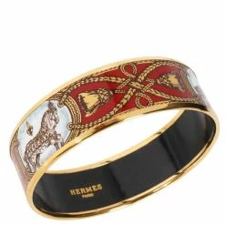 Hermes 18K Yellow Gold Grand Apparat Bangle For Women