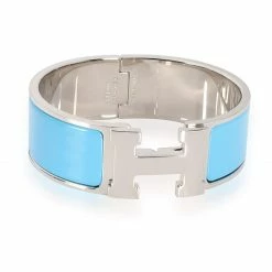 Hermes Blue Enamel Clic Clac H Bracelet For Women -Deals Hermes Store luxury women hermes used fine jewelry p390394 002