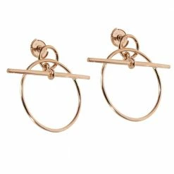 Hermes 18K Rose Gold Loop Small Model Earrings For Women