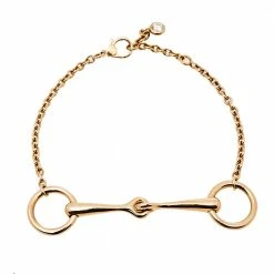 Hermes Filet D'Or Diamond 18K Rose Gold Bracelet SH For Women