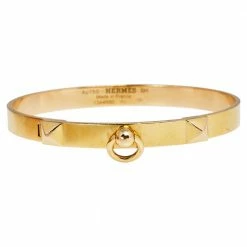 Hermes Collier De Chien 18K Yellow Gold Narrow Bracelet SH For Women