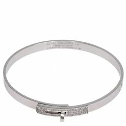 Hermes Kelly Diamond 18k White Gold Cuff Bracelet LG For Women 14 Hermes Kelly Diamond 18k White Gold Cuff Bracelet LG For Women -Deals Hermes Store luxury women hermes used fine jewelry p529902 002
