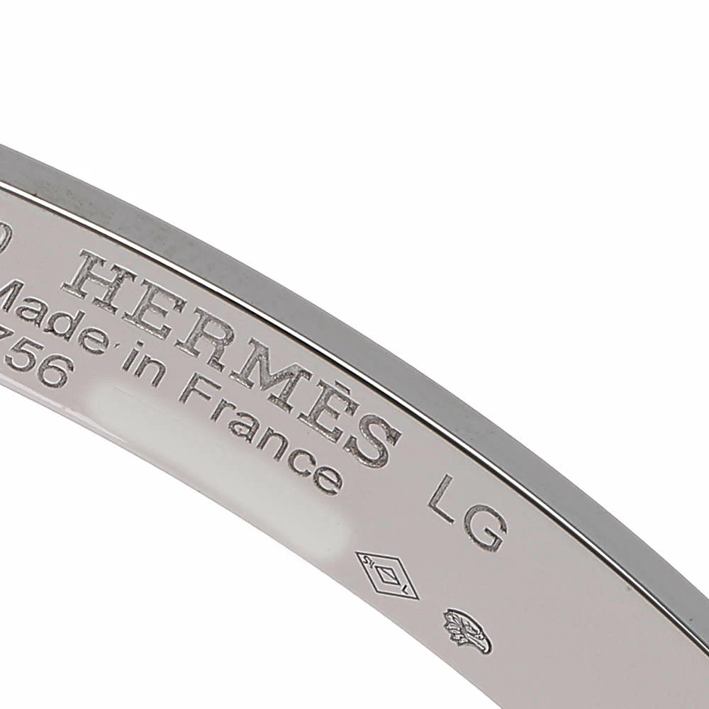 Hermes Kelly Diamond 18k White Gold Cuff Bracelet LG For Women 9 Hermes Kelly Diamond 18k White Gold Cuff Bracelet LG For Women - Image 7