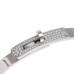 Hermes Kelly Diamond 18k White Gold Cuff Bracelet LG For Women 12 Hermes Kelly Diamond 18k White Gold Cuff Bracelet LG For Women -Deals Hermes Store luxury women hermes used fine jewelry p529902 006