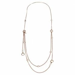 Hermes Echappee 18K Rose Gold Long Station Necklace For Women