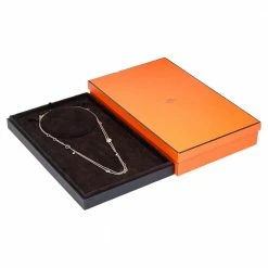 Hermes Gambade Diamonds 18k Rose Gold Long Station Necklace For Women -Deals Hermes Store luxury women hermes used fine jewelry p533486 002