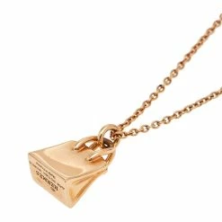 Hermes Birkin Amulette Diamond 18k Rose Gold Pendant Necklace For Women -Deals Hermes Store luxury women hermes used fine jewelry p586269 002