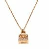 Hermes Birkin Amulette Diamond 18k Rose Gold Pendant Necklace For Women