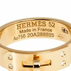Hermes Kelly Diamonds 18k Rose Gold Small Model Band Ring Size 52 For Women -Deals Hermes Store luxury women hermes used fine jewelry p610283 002