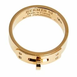 Hermes Kelly Diamonds 18k Rose Gold Small Model Band Ring Size 52 For Women -Deals Hermes Store luxury women hermes used fine jewelry p610283 004
