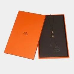 Hermes Crazy Calèche Silver & 18K Rose Gold Long Toggle Necklace For Women 11 Hermes Crazy Calèche Silver & 18K Rose Gold Long Toggle Necklace For Women -Deals Hermes Store luxury women hermes used fine jewelry p630262 001