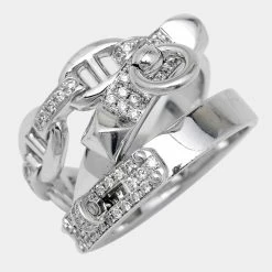 Hermes Alchimie Hermes Diamonds 18k White Gold Large Model Charm Ring Size 51 For Women -Deals Hermes Store luxury women hermes used fine jewelry p652101 004