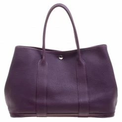 Hermes Purple Cassis Togo Leather Garden Party MM Tote For Women -Deals Hermes Store luxury women hermes used handbags p101647 004