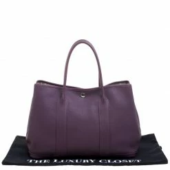 Hermes Purple Cassis Togo Leather Garden Party MM Tote For Women -Deals Hermes Store luxury women hermes used handbags p101647 009