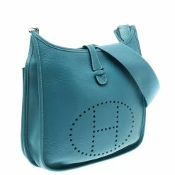 Hermes Blue Lagon Togo Leather Evelyne III PM Bag For Women -Deals Hermes Store luxury women hermes used handbags p102396 0003