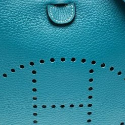 Hermes Blue Lagon Togo Leather Evelyne III PM Bag For Women -Deals Hermes Store luxury women hermes used handbags p102396 0005