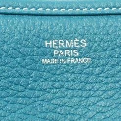 Hermes Blue Lagon Togo Leather Evelyne III PM Bag For Women -Deals Hermes Store luxury women hermes used handbags p102396 0008