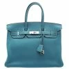 Hermes Blue Azure Clemence Leather Palladium Hardware Birkin 35 Bag For Women