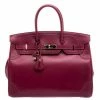 Hermes Ruby Box Calf Leather Gold Hardware Ghillies Birkin 35 Bag For Women