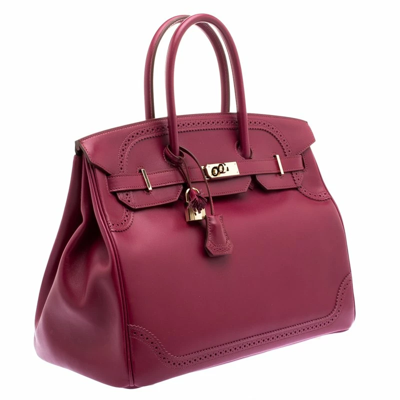 Hermes Ruby Box Calf Leather Gold Hardware Ghillies Birkin 35 Bag For Women 5 Hermes Ruby Box Calf Leather Gold Hardware Ghillies Birkin 35 Bag For Women - Image 3
