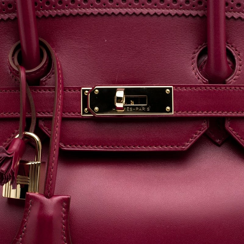 Hermes Ruby Box Calf Leather Gold Hardware Ghillies Birkin 35 Bag For Women 7 Hermes Ruby Box Calf Leather Gold Hardware Ghillies Birkin 35 Bag For Women - Image 5