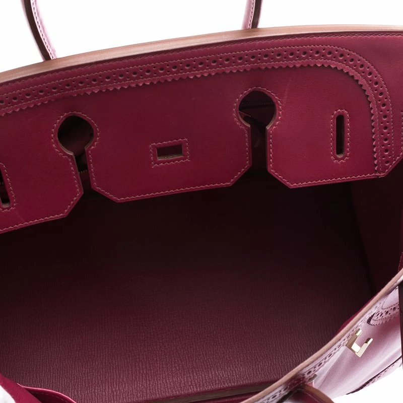 Hermes Ruby Box Calf Leather Gold Hardware Ghillies Birkin 35 Bag For Women 9 Hermes Ruby Box Calf Leather Gold Hardware Ghillies Birkin 35 Bag For Women - Image 7