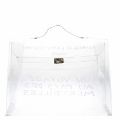 Hermes Clear Vinyl Vintage Kelly Bag For Women -Deals Hermes Store luxury women hermes used handbags p103307 004