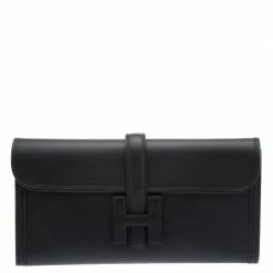 Hermes Black Swift Leather Elan 29 Jige Clutch For Women
