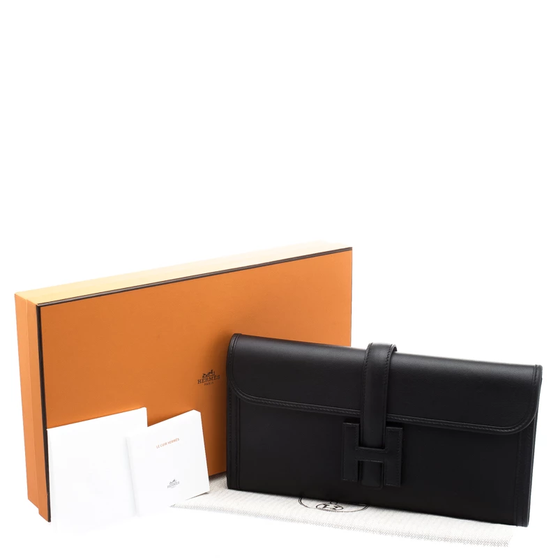 Hermes Black Swift Leather Elan 29 Jige Clutch For Women 12 Hermes Black Swift Leather Elan 29 Jige Clutch For Women - Image 10