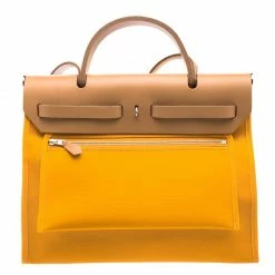 Hermes Jaune Dor Yellow Canvas And Leather Herbag Zip 31 Bag For Women -Deals Hermes Store luxury women hermes used handbags p103411 004