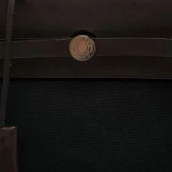 Hermes Dark Brown/Black Leather And Canvas Herbag Zip 39 Bag For Women -Deals Hermes Store luxury women hermes used handbags p105069 005