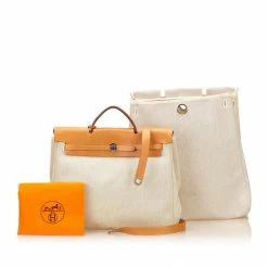 Hermes Tan Canvas/Leather 2-in-1 Herbag MM Bag For Women -Deals Hermes Store luxury women hermes used handbags p105130 008