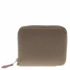 Hermes Taupe Veau Grain Lisse Leather Silk In Compact Wallet For Women 2 Hermes Taupe Veau Grain Lisse Leather Silk In Compact Wallet For Women -Deals Hermes Store luxury women hermes used handbags p107991 001