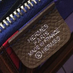 Hermes Taupe Veau Grain Lisse Leather Silk In Compact Wallet For Women -Deals Hermes Store luxury women hermes used handbags p107991 008