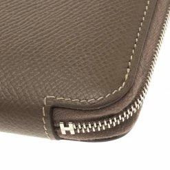 Hermes Taupe Veau Grain Lisse Leather Silk In Compact Wallet For Women -Deals Hermes Store luxury women hermes used handbags p107991 011