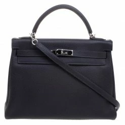 Hermes Graphite Togo Palladium Hardware Kelly Retourne 32 Bag For Women