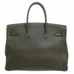 Hermes Olive Green Togo Leather Palladium Hardware Birkin 35 Bag For Women 19 Hermes Olive Green Togo Leather Palladium Hardware Birkin 35 Bag For Women -Deals Hermes Store luxury women hermes used handbags p108133 0004