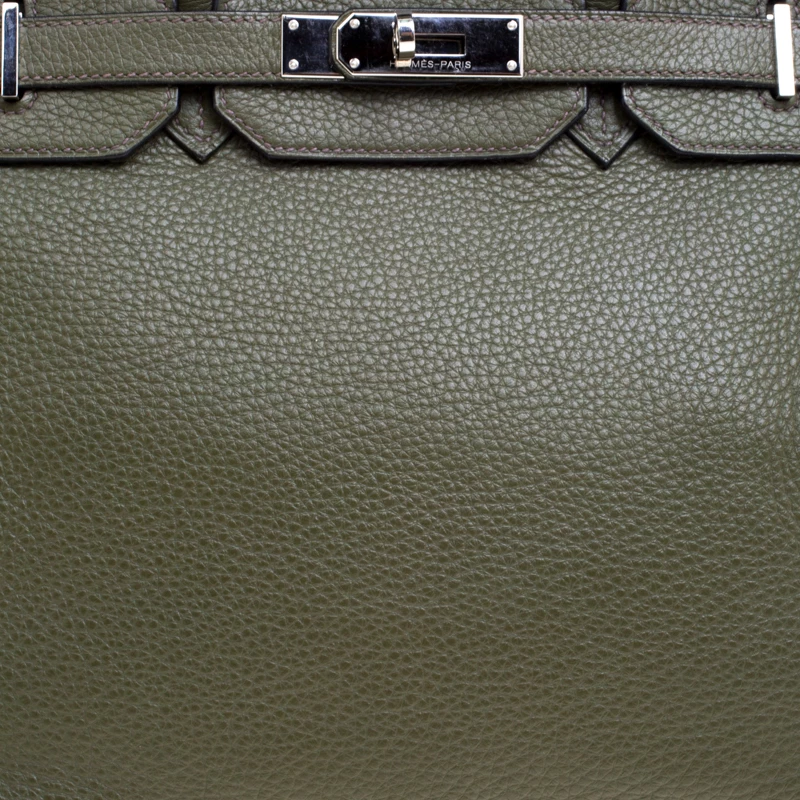 Hermes Olive Green Togo Leather Palladium Hardware Birkin 35 Bag For Women 7 Hermes Olive Green Togo Leather Palladium Hardware Birkin 35 Bag For Women - Image 5