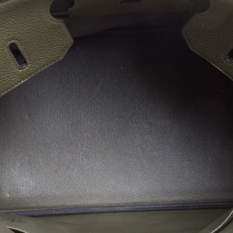 Hermes Olive Green Togo Leather Palladium Hardware Birkin 35 Bag For Women 9 Hermes Olive Green Togo Leather Palladium Hardware Birkin 35 Bag For Women - Image 7