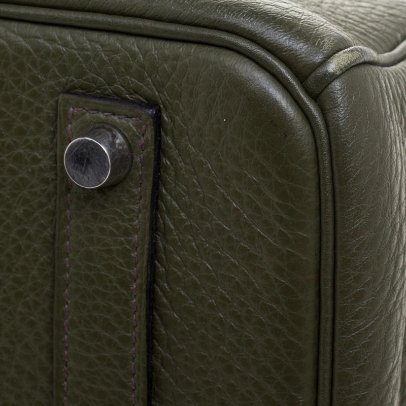 Hermes Olive Green Togo Leather Palladium Hardware Birkin 35 Bag For Women 16 Hermes Olive Green Togo Leather Palladium Hardware Birkin 35 Bag For Women - Image 14