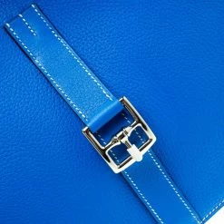 Hermes Bleu Electrique Clemence Leather Halzan 31 Bag For Women -Deals Hermes Store luxury women hermes used handbags p109073 005