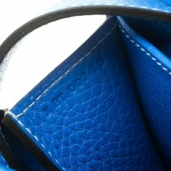 Hermes Bleu Electrique Clemence Leather Halzan 31 Bag For Women -Deals Hermes Store luxury women hermes used handbags p109073 008