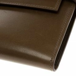 Hermes Olive Barenia Box Calf Leather Long Kelly Wallet For Women -Deals Hermes Store luxury women hermes used handbags p110424 0011
